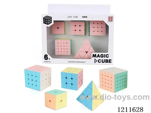 2nd order solid color Rubik's Cube + 3rd order solid color Rubik's Cube + 4th order solid color Rubik's Cube + 5th order solid color Rubik's Cube + solid color 3rd order pyramid