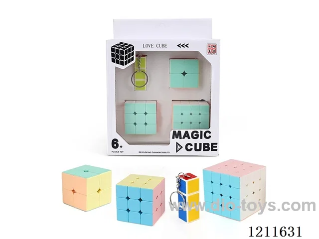 First Order Rubik's Cube (UV printed) + Second Order Solid Color Rubik's Cube + Third Order Solid Color Rubik's Cube + Fourth Order Solid Color Rubik's Cube
