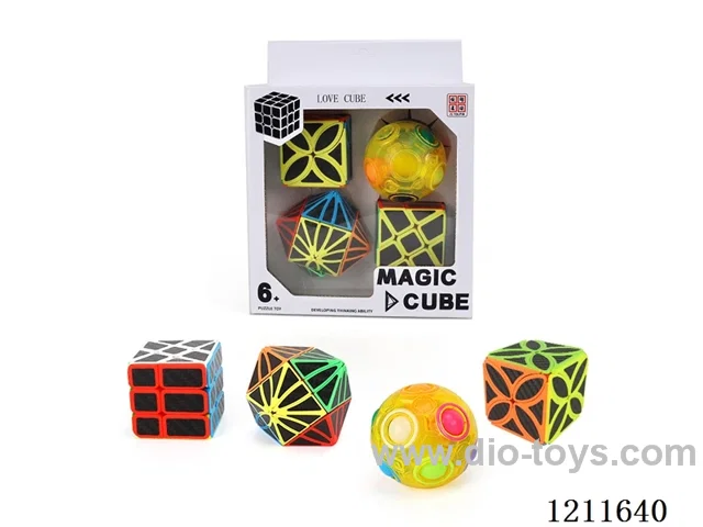 Wind & Fire Wheel Rubik's Cube + Eagle Eye Rubik's Cube + Clover Cube (3 pieces are carbon fiber stickers/printing) + transparent yellow rainbow ball