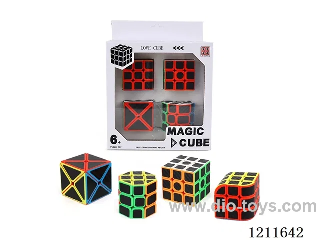 Eight-axis Rubik's Cube + Octagonal Cylinder Rubik's Cube + Trihedral Rubik's Cube + Third Order Fingertip Rubik's Cube (All Carbon Fiber Stickers/Imprinting)