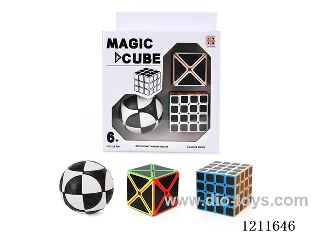 Octagonal Rubik's Cube + Fourth Order Rubik's Cube (2 are carbon fiber stickers/printing) + 2-color Soccer Ball Rubik's Cube