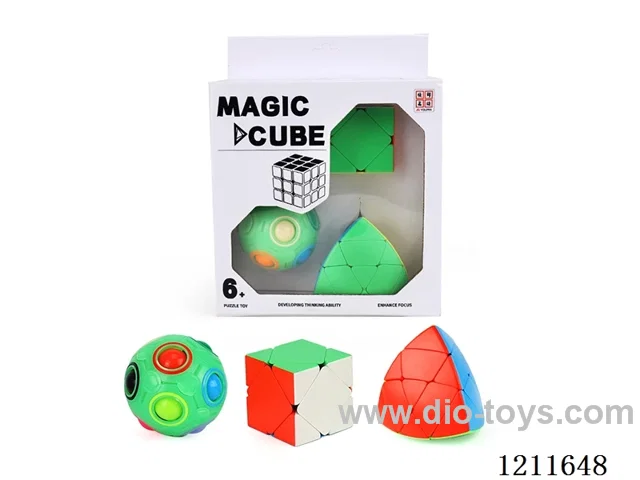 Tilted Rubik's Cube + 3rd Order Dumpling Cube + Luminous Rainbow Sphere