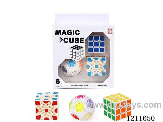 Third Order White Bottom Rubik's Cube + Gear Rubik's Cube + White Rainbow Ball (with bearing)