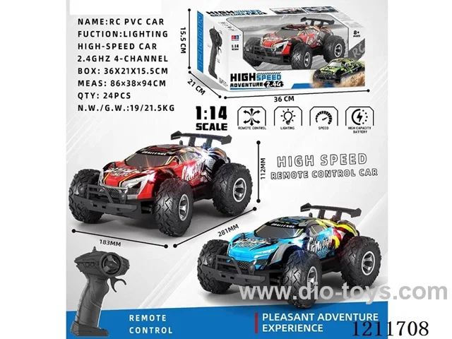 1:14 2.4G 4ch rc car with light included battery