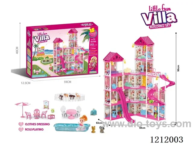 DIY assembling castle doll house 314PCS with light (injection molding type)