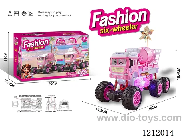 2.4G Pink 6-wheel 4WD RC off-road climbing engineering mixer truck (with lights) included battery