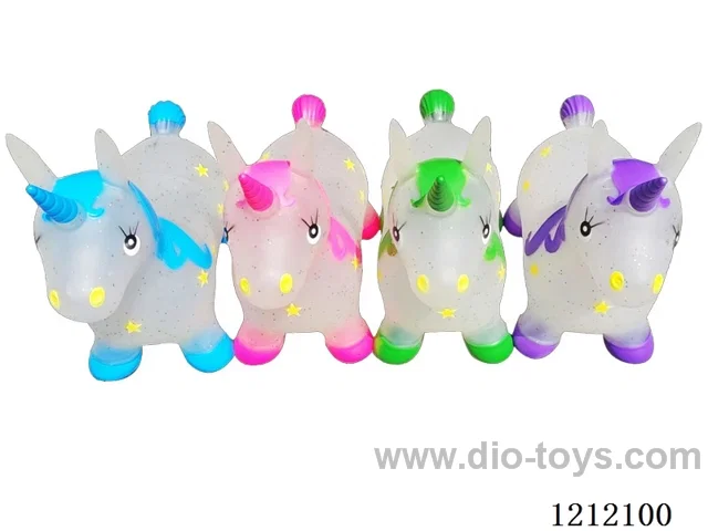 Flash music inflatable transparent gold unicorn (including 3*1.5V battery)