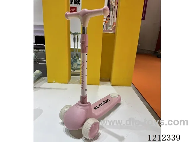 Children's scooter/one-button folding/lighting and music/height adjustment/coffee color/green/pink
