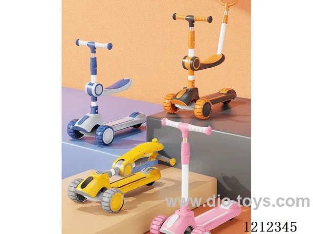 Children's scooter/light music/one-button folding/handle/seat/push handle can be adjusted high and low/blue/pink/gray orange/
