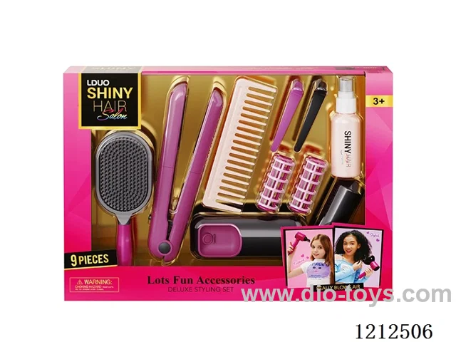 Hairdressing set+lighting and sound (9PCS)(2*AAA not included)