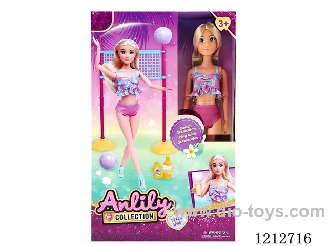 11.5-inch solid body Barbie Beach Volleyball Set(brown skin)