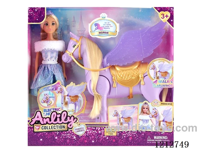 11.5-inch solid body Barbie  Electric Pegasus (hoofbeats) 4*AA not included (brown skin)