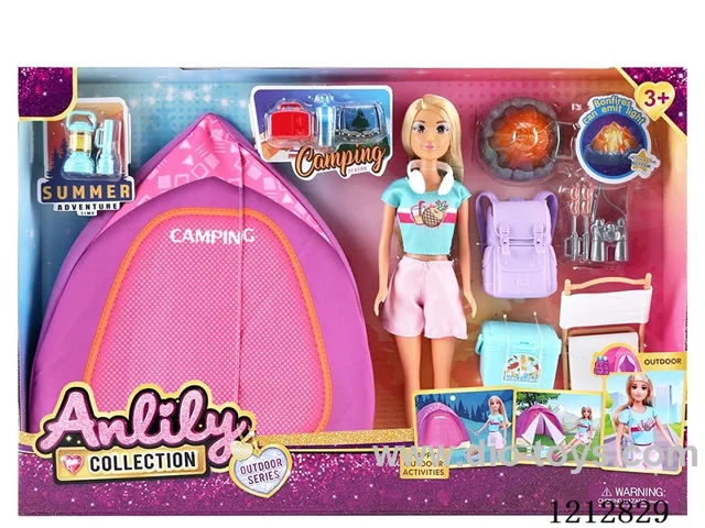 11.5-inch solid body Barbie Tent set (without doll)(brown skin) included 2*AG13