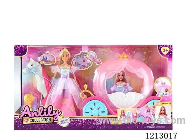 11.5-inch solid body Barbie +carriage with light   included  3*AG13(brown skin)
