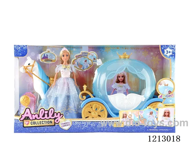 11.5-inch solid body Barbie +carriage with light   included  3*AG13(brown skin)