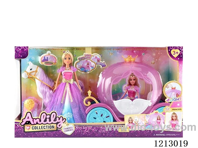 11.5-inch solid body Barbie +carriage with light   included  3*AG13(brown skin)