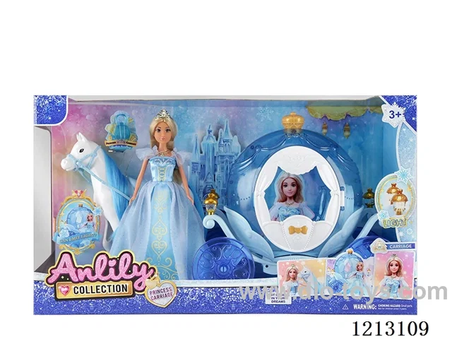11.5-inch solid body Barbie +carriage with light  2*AA not included (brown skin)