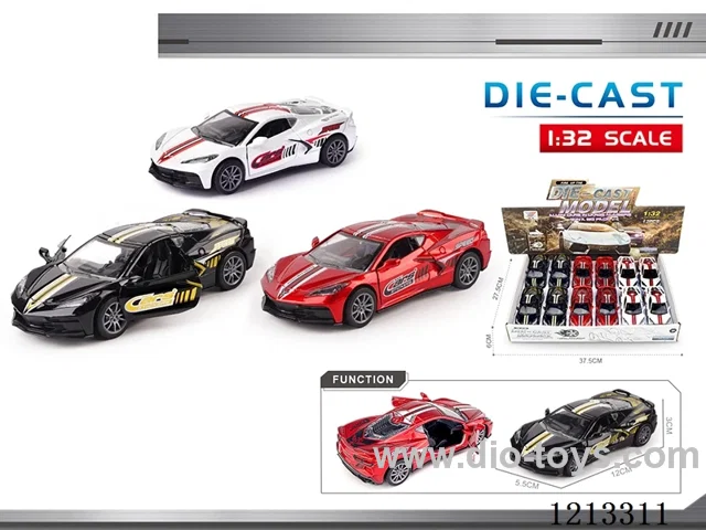 1:32 Alloy Cars-Corvette C8-open door pull back (12PCS)