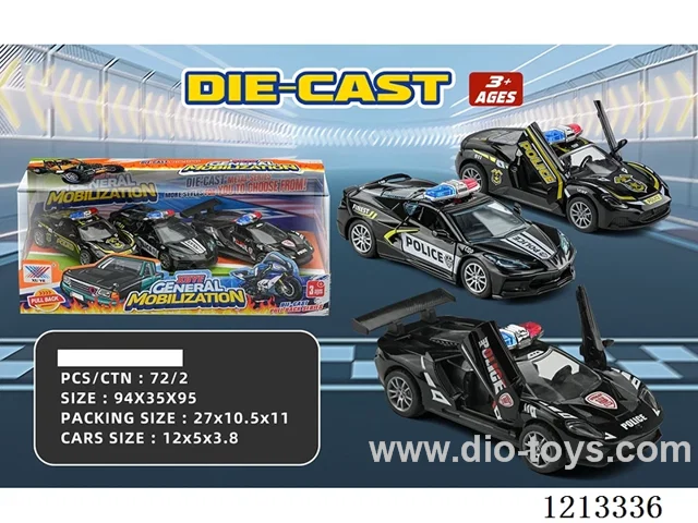 1:36 Alloy Car pull back with door open - 3 Police Cars (3PCS)