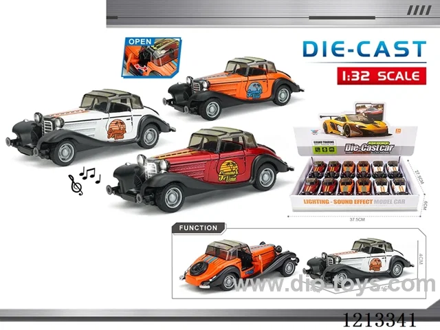 1:32 Alloy Cars-Mercedes-Benz Classic Car-open door pull back W L/M （12PCS）（included 3*AG3）