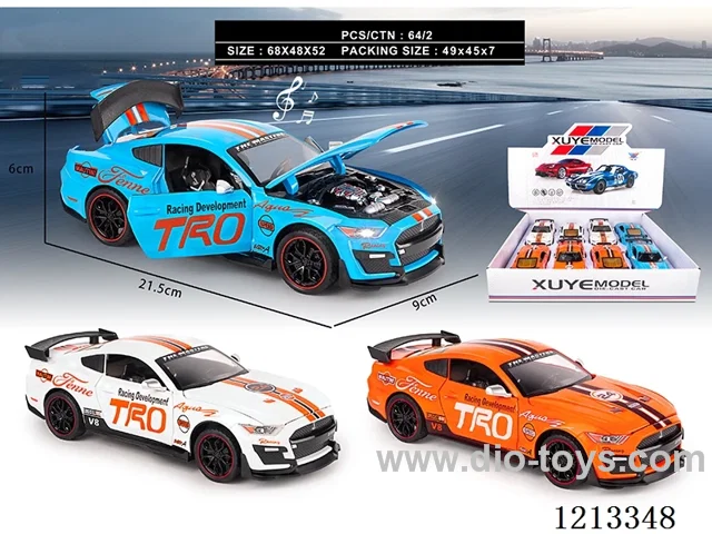 1:24 Alloy Car-Ford Mustang Racing-4 door open- pull back W L/M (8PCS)（included 3*AG13）