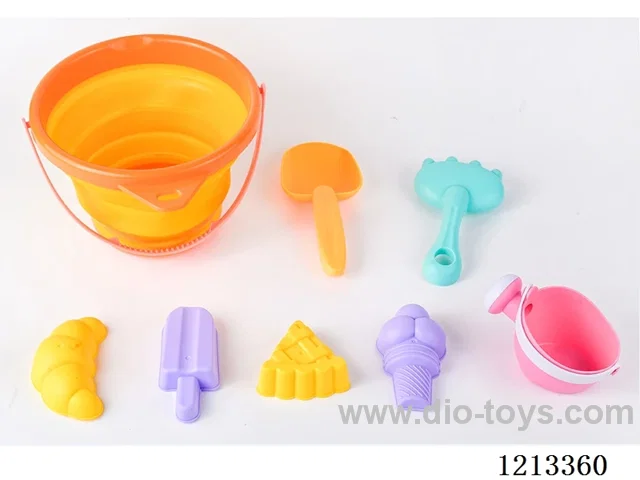 Beach Folding Bucket Set(2 colors random) 8PCS