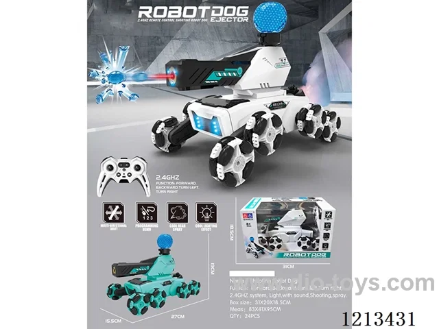 2.4G 8-wheel rc robot dog W L/M/water bullet/spray included 3.7v500mA lithium battery
