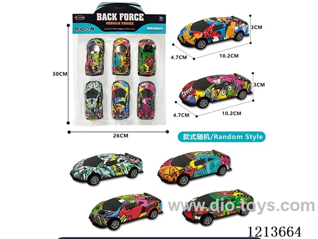 6PCS pull back alloy graffiti large vehicle