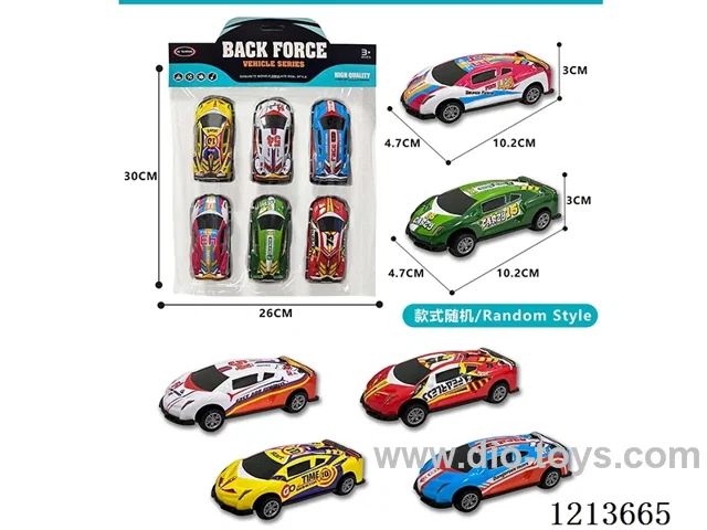 6PCS pull back alloy graffiti car