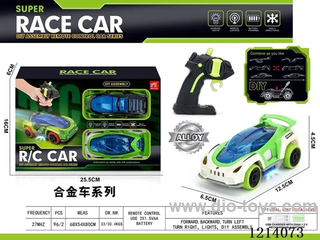 27MHZ Alloy DIY 4ch assemble RC car 1:32+ with a car shell, screwdriver not included battery