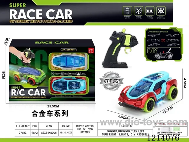 27MHZ Alloy DIY 4ch assemble RC car 1:32+ with a car shell, screwdriver not included battery