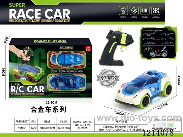 27MHZ Alloy DIY 4ch assemble RC car 1:32+ with a car shell, screwdriver not included battery