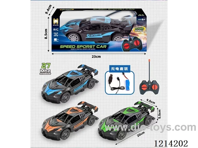27MHz 4ch rc Bugatti (orange/blue/green 3-color mix, included battery)