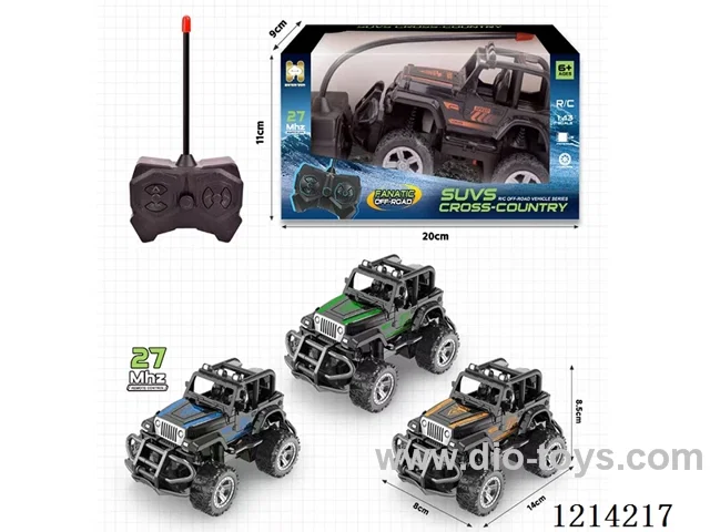 27MHz 1:43 4ch rc Off-Road Jeep (orange/blue/green 3-color mix, NOT INCLUDED BATTERY)