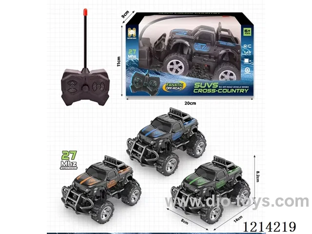 27MHz 1:43 4ch rc Off-Road Pickup Truck (orange/blue/green 3 color mix, not included battery)