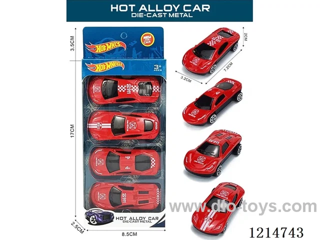 4PCS free wheel alloy car
