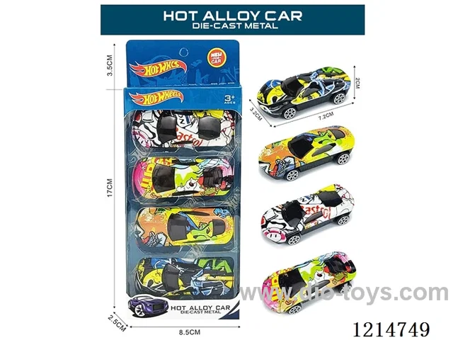 4PCS free wheel alloy car