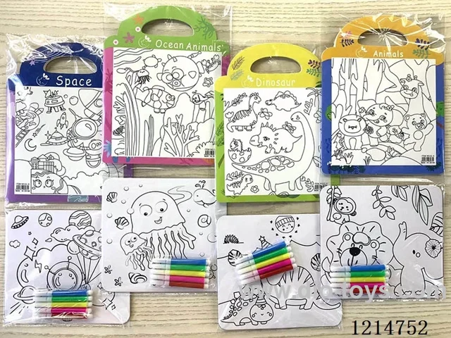 Coloring & Doodling(coloring card + coloring board + 5 pens)
