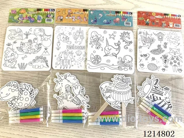 Hand-painted board(1 coloring card+2 shaking stick+4 pens)