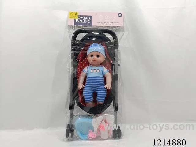 doll with Iron cradle /drinking water, urinating+accessories