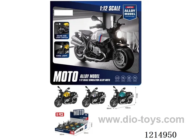 1:12 Alloy Motorcycle (BMW) W L/M included 3*LR41(9 PCS)