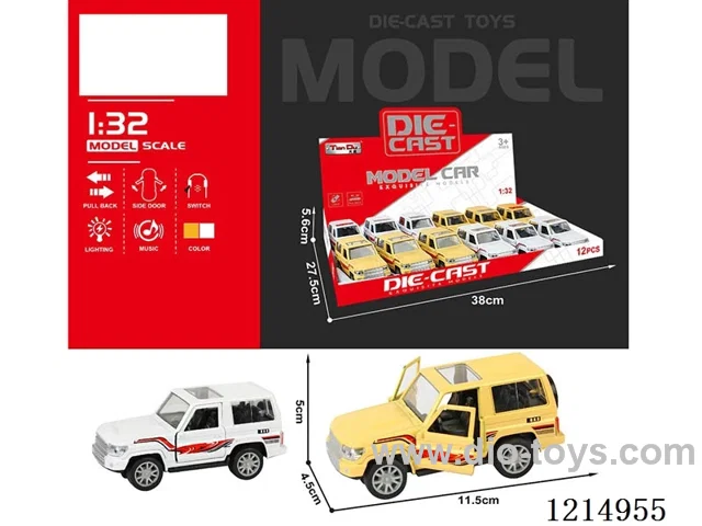 (GCC) 1:32 pull back alloy car two doors openable W L/M included 3*AG3 -12pcs/box