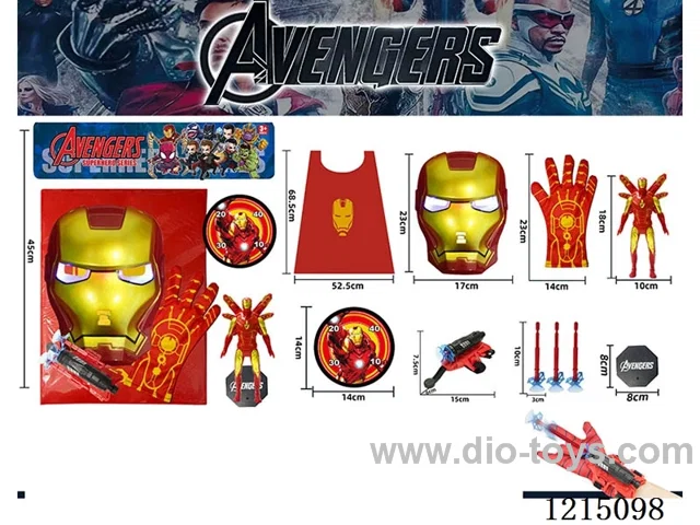 Iron Man cape + gloves + figure launcher + luminous mask + base