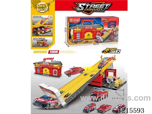 Storage Ejector Track Parking Lot - with 2 Alloy Cars