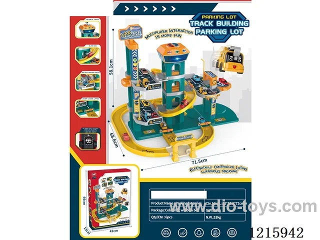 Railway Building Parking Lot - Four Levels - High-end version - Car*6+Aircraft*1 (not included 3*AA)