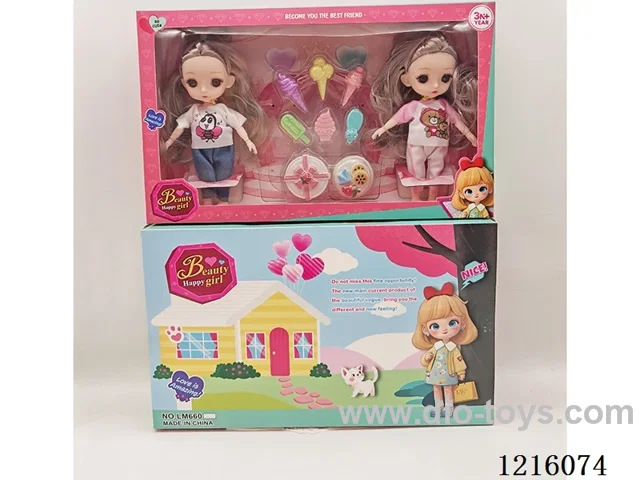 6inch 3D eye 12 jointed solid doll set 2 mixes