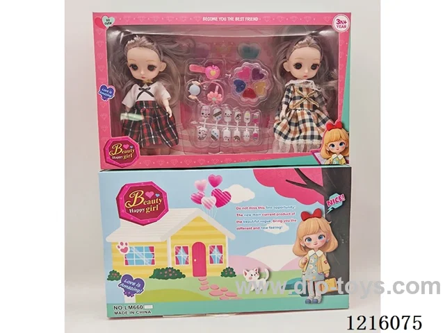 6inch 3D eye 12 jointed solid doll set 2 mixes