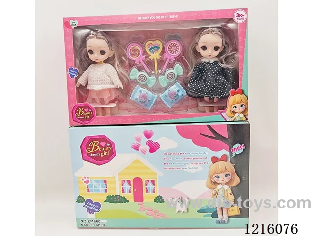 6inch 3D eye 12 jointed solid doll set 2 mixes