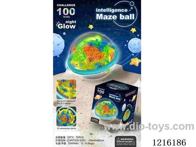 Glow-in-the-dark maze ball (100 levels)