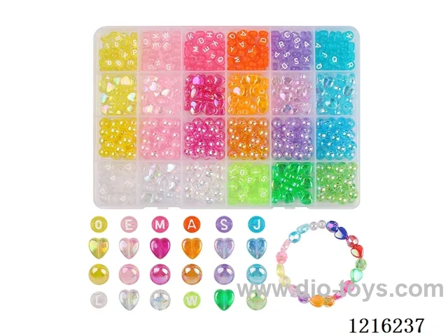 DIY Jewelry Set (Alphabet beads + colorful beads + thread (24 compartments))